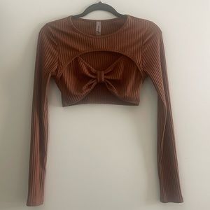 Long Sleeve Stretch Rib Crop Top